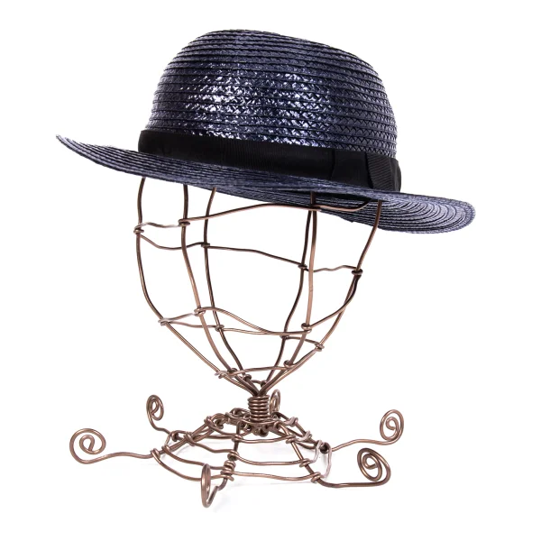Y's Coated Straw Bowler Hat Navy  K-171179_001