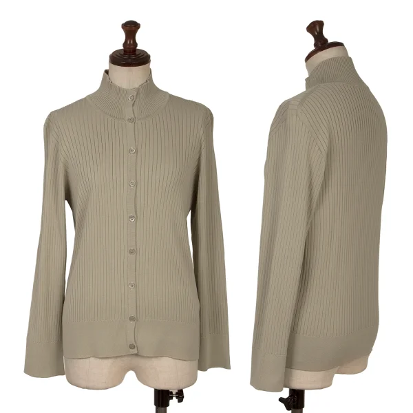 yoshie inaba Cotton Rib Knit Cardigan Beige 9 K-171192_001