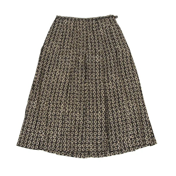 yoshie inaba Pattern Printed Pleats Silk Skirt K-171195_002