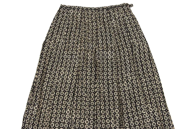 yoshie inaba Pattern Printed Pleats Silk Skirt K-171195_003