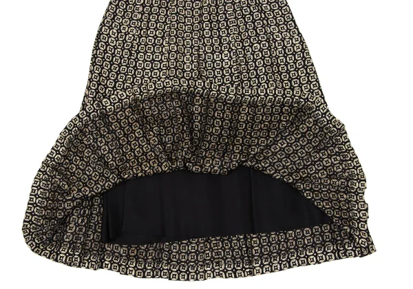 yoshie inaba Pattern Printed Pleats Silk Skirt K-171195_007