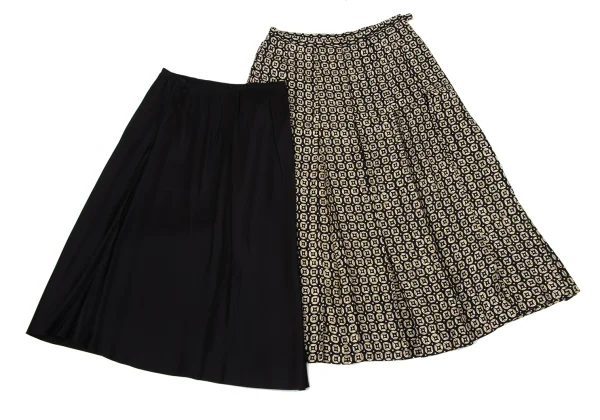 yoshie inaba Pattern Printed Pleats Silk Skirt K-171195_008