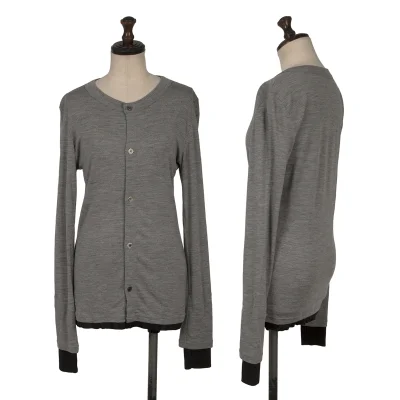 Y's Thumbhole Mock Layered Wool Knit Cardigan