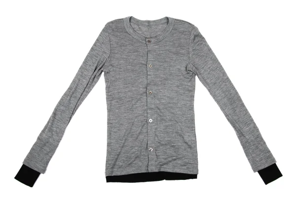 Y's Thumbhole Mock Layered Wool Knit Cardigan K-171199_002