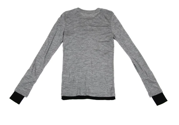 Y's Thumbhole Mock Layered Wool Knit Cardigan K-171199_011