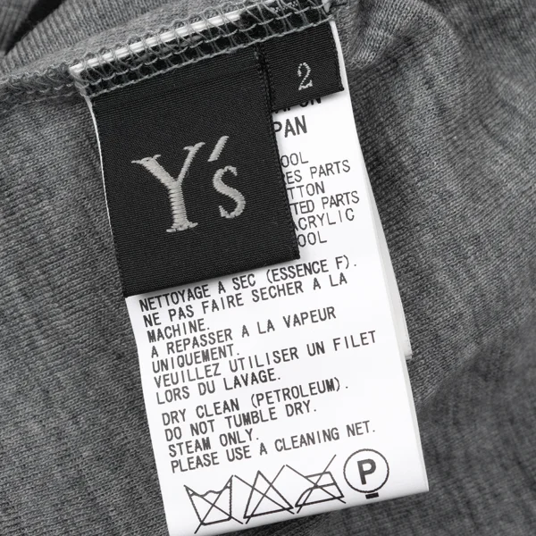 Y's Thumbhole Mock Layered Wool Knit Cardigan K-171199_015