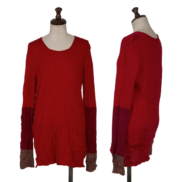 Y's Wool Washer Knit Sweater Red 2 K-171200_001
