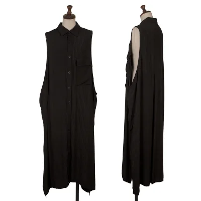 Y's Rayon Striped Sleeveless Shirt Dress
