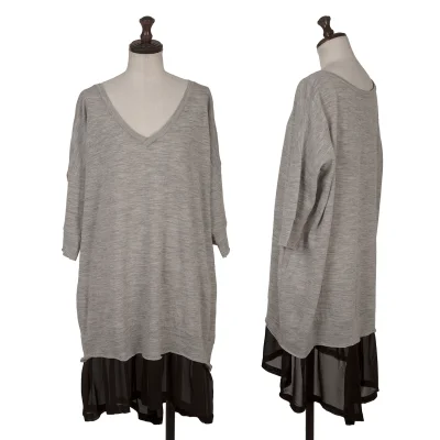 Y's Different Material Switching Knit Short-sleeved Tunic