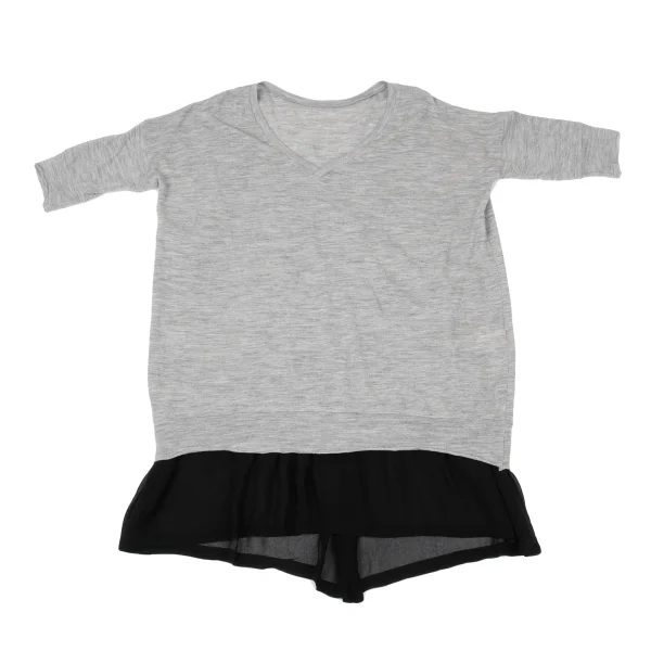 Y's Different Material Switching Knit Short-sleeved Tunic K-171205_002