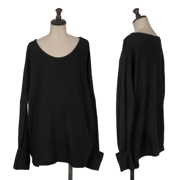 Y's Roll-up Sleeve Wool Knit Top Black 3 K-171210_001