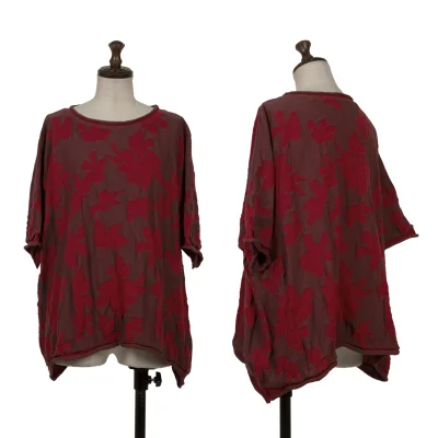 Y's Floral Jacquard Short Sleeve Knit Top