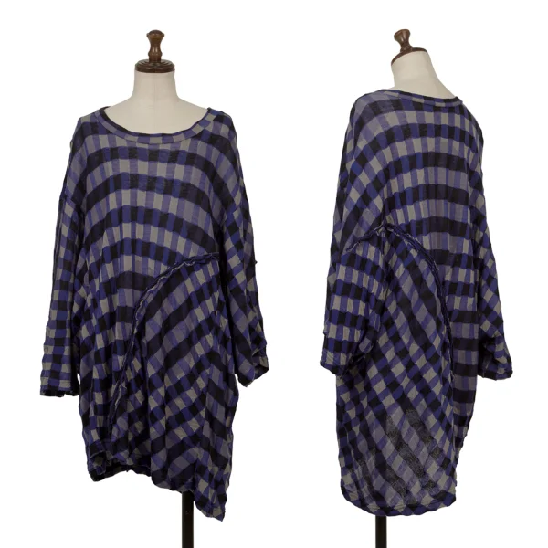 Y's Outseam Switching Wide Knit Top Blue,Black,Grey 2 K-171216_001