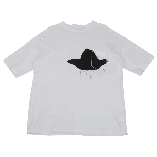 Y's Stitch Floral Logo Print T Shirt K-171218_002