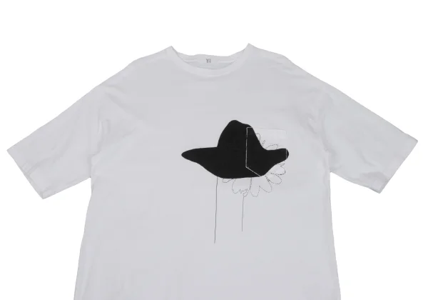 Y's Stitch Floral Logo Print T Shirt K-171218_003