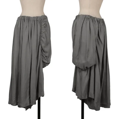 Y's Checker Side Gathered Switching Wide Cropped Pants