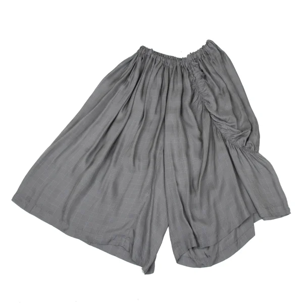 Y's Checker Side Gathered Switching Wide Cropped Pants K-171219_002