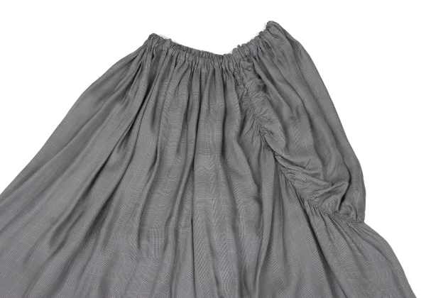 Y's Checker Side Gathered Switching Wide Cropped Pants K-171219_003