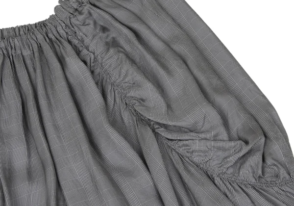 Y's Checker Side Gathered Switching Wide Cropped Pants K-171219_006