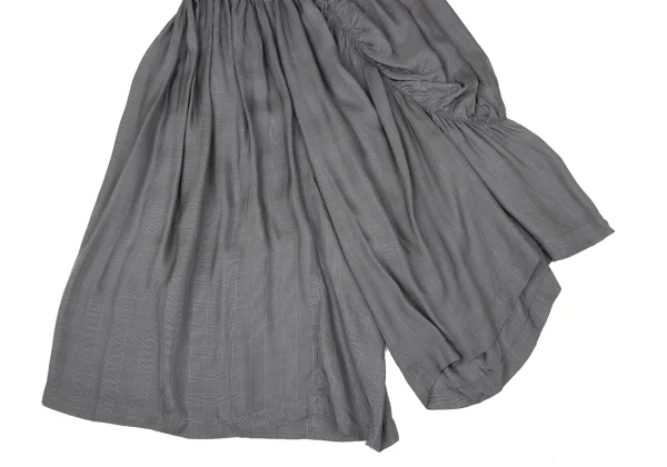 Y's Checker Side Gathered Switching Wide Cropped Pants K-171219_007