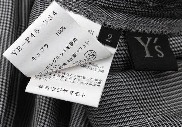 Y's Checker Side Gathered Switching Wide Cropped Pants K-171219_013