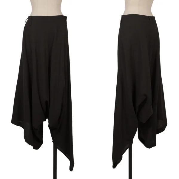 Y's Cotton Asymmetrical Switching Dropped Crotch Pants Black 3 K-171223_001