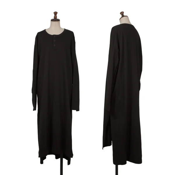 S'YTE Cotton Henley Neck Long Sleeve Dress Black 3 K-171227_001