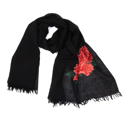 Y's Peony Print Fringe Stole