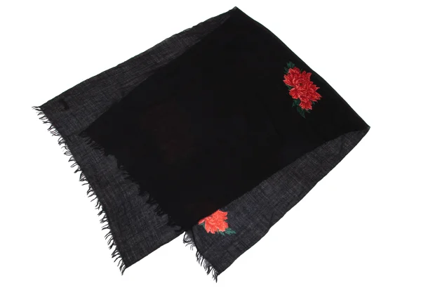 Y's Peony Print Fringe Stole K-171229_006