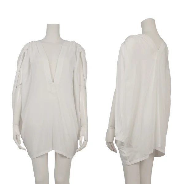 LIMI feu Rayon Gather Shoulder Wide Armhole Top White S K-171237_001