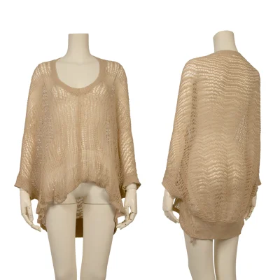 Y's Cotton Blended Vegetable Fiber Net Knit Top
