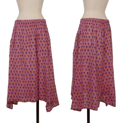 Y's Floral Printed Cotton Flare Skirt