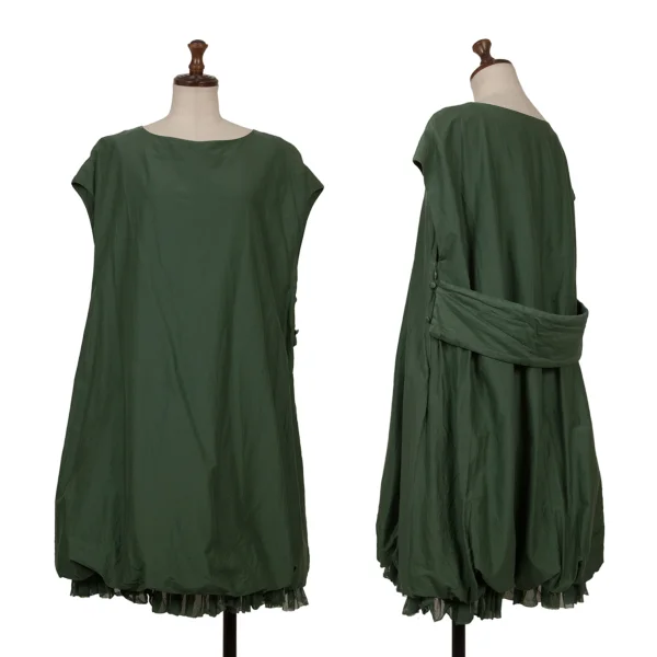 08sircus Cotton Silk Dyed Hem Tulle Balloon Dress Green 1 K-171243_001