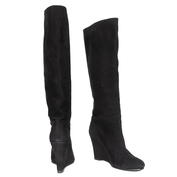 LIMI feu Suede Heel Long Boots Black L (US About 6.5) K-171244_001