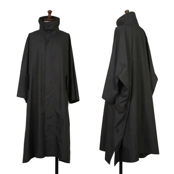 PLEATS PLEASE Poly Off Shoulder Zip Coat Charcoal 1 K-171252_001