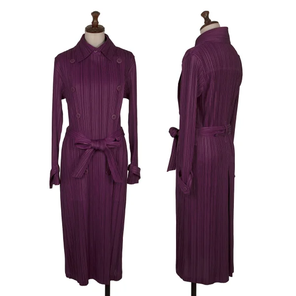 PLEATS PLEASE Double Breasted Coat Purple 3 K-171253_001