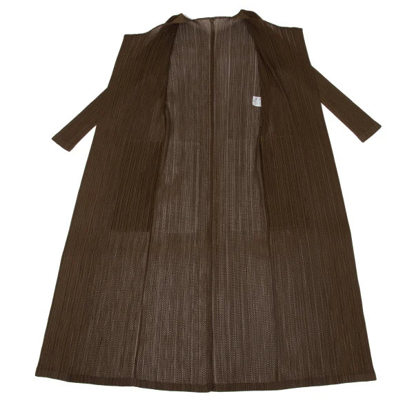 PLEATS PLEASE Mesh Buttonless Long Cardigan K-171255_009