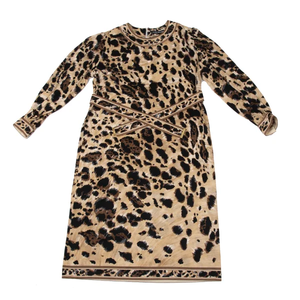 LEONARD Wool Silk Leopard Printed Dress K-171261_002