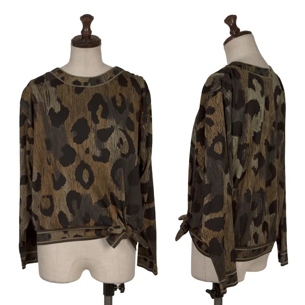 LEONARD Cotton Silk Leopard Printed  Blouse Brown M K-171262_001
