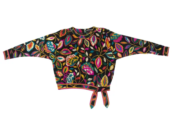 LEONARD Colorful Leaf Print Gather Shoulder Blouse K-171264_002