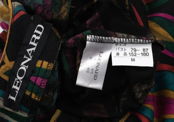 LEONARD Colorful Leaf Print Gather Shoulder Blouse K-171264_016