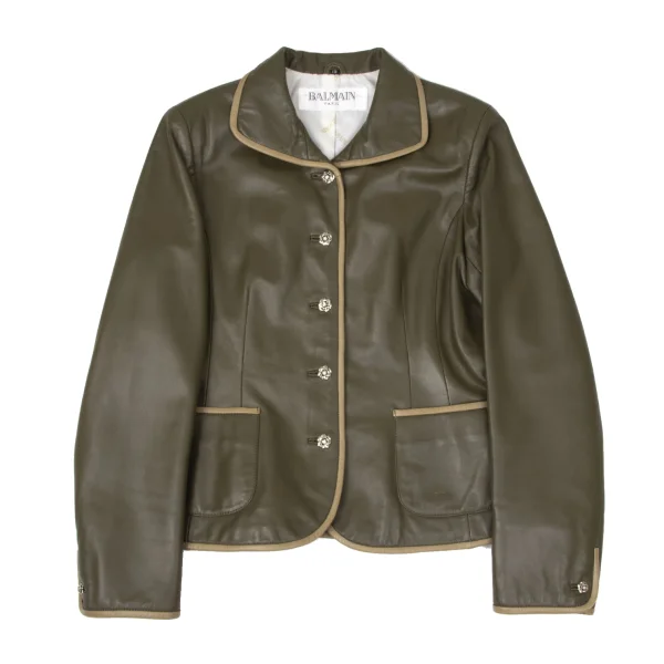 BALMAIN Sheep Leather Flower Button Jacket K-171265_002