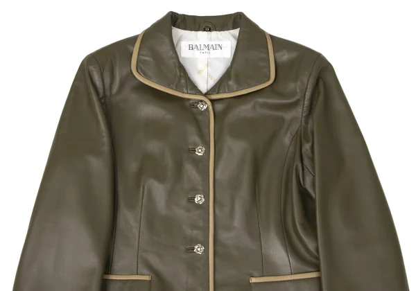 BALMAIN Sheep Leather Flower Button Jacket K-171265_003