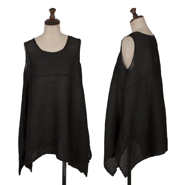 ISSEY MIYAKE me Dyed Crepe Pleated Flared Sleeveless Tunic Black F K-171270_001