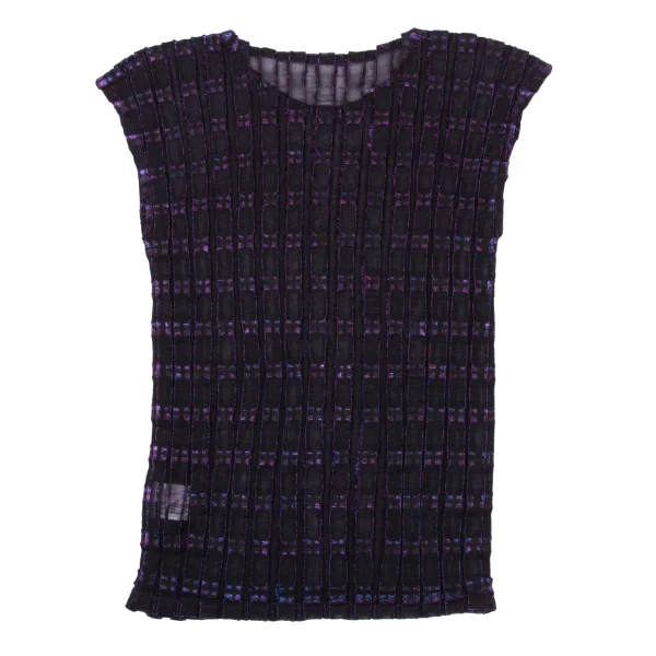ISSEY MIYAKE me Lame Pleated Sheer Sleeveless Top K-171274_008