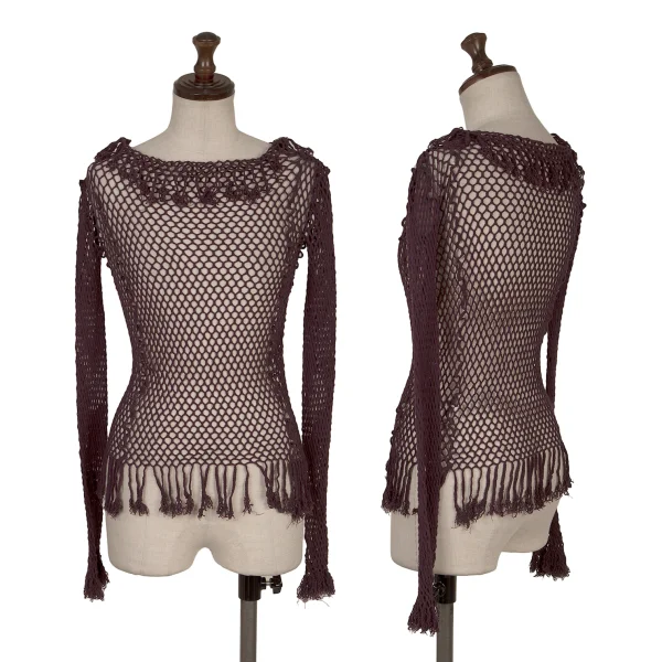 ISSEY MIYAKE me Mesh Fringe Top Bordeaux Free K-171275_001