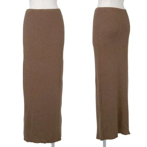 (SALE) JURGEN LEHL Wool rib long skirt Brown M K-12944_001