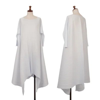 PLEATS PLEASE Pleated 3/4 Sleeve Flare Dress