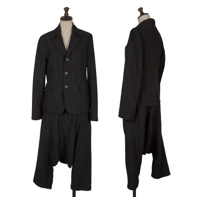 COMME des GARCONS Wool Blend Striped Jacket & Dropped Crotch Pants