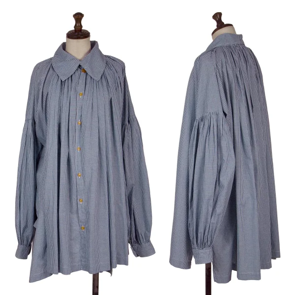 Vivienne Westwood Vintage Tag Gather Check Blouse Blue S-M K-171291_001